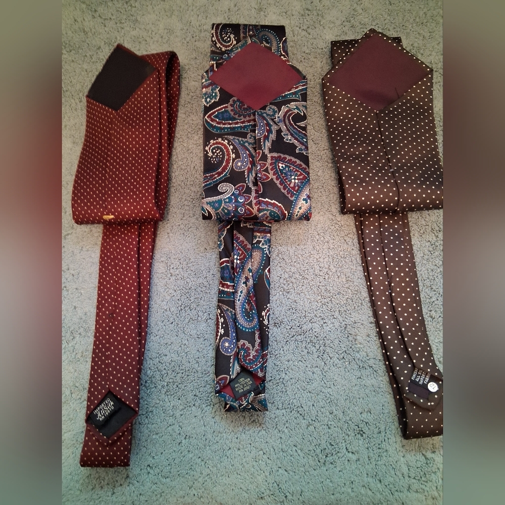 Ties - 1 Blue Paisley and 2 Red and White Spotted - Picture 3 of 6